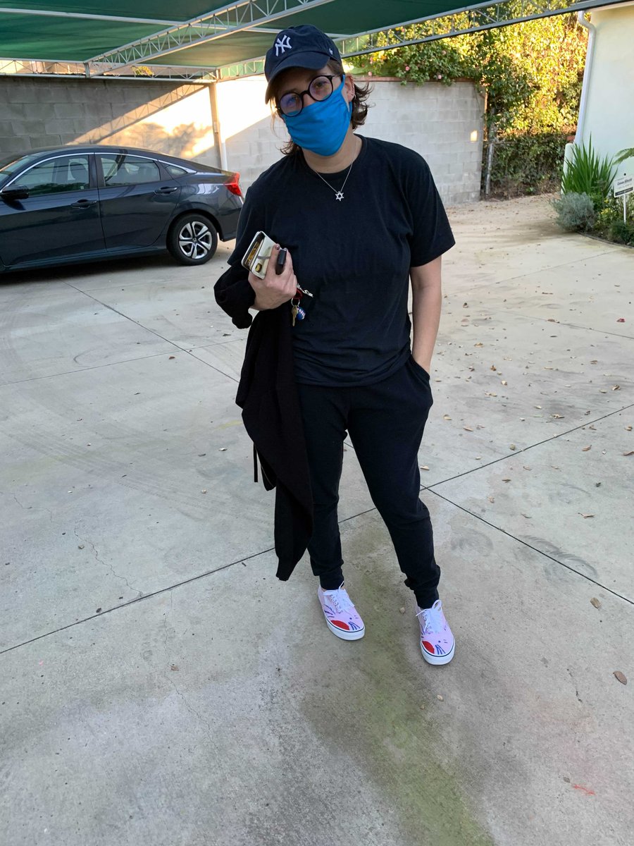missmayim's tweet photo. I recently spoke for this amazing org @JFCSatl in Atlanta and they sent me these sneakers designed from a piece of art by a man with intellectual disability and I cried. Thank you!💜 If you look closely, you'll see it's a cat! 😻 Learn more about JF&amp;CS at https://t.co/J73OgNMIqL. https://t.co/BX7GwCshwu