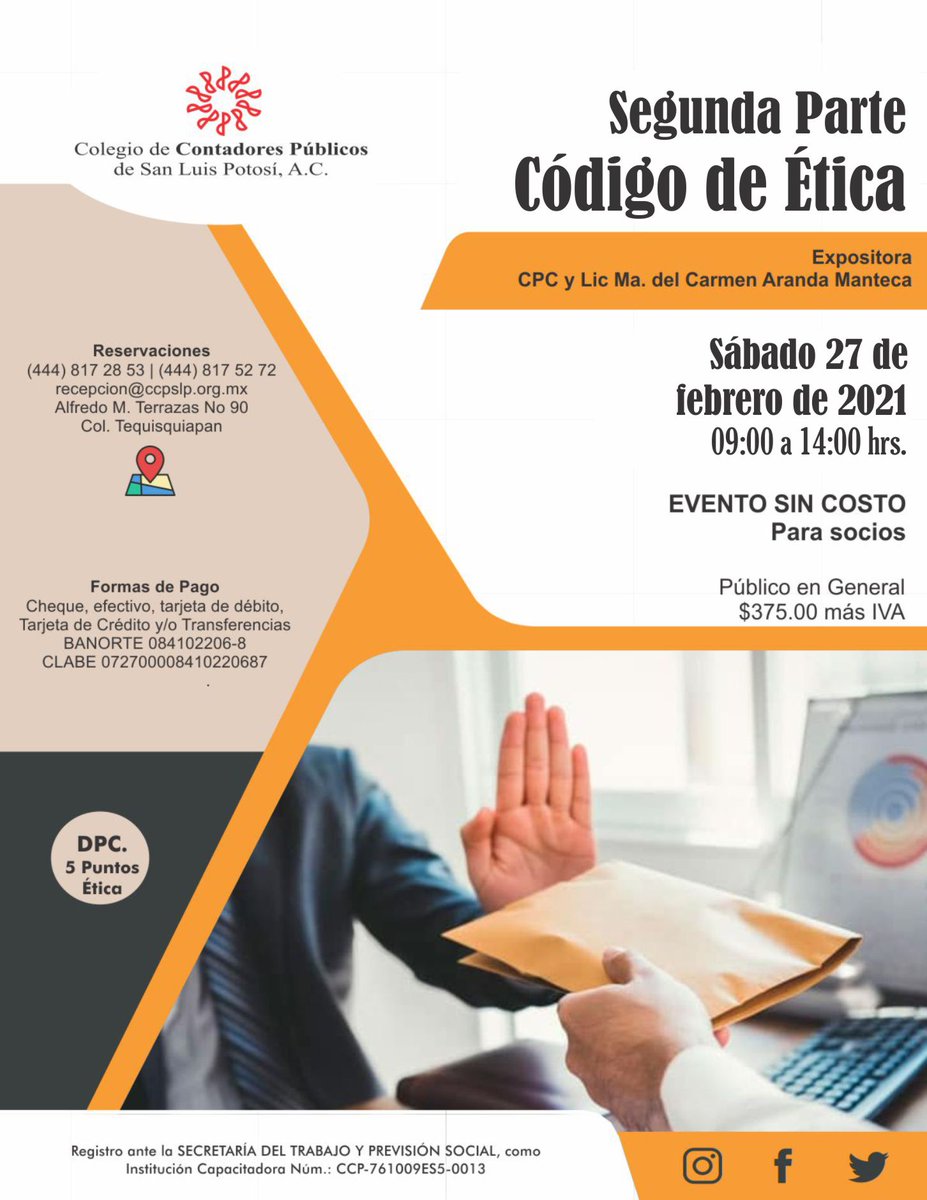 CCPSLP's tweet photo. 👉 Segunda Parte - Código de Ética
🌐 Evento en linea
📆 Sábado 27 de febrero a las 09:00 hrs.
🗣 ¡No te quedes fuera! https://t.co/7SqBvhTHwy