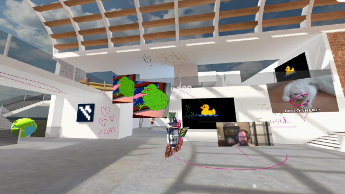 orion_5a's tweet photo. So we hung out for a bit in Mozilla Hubs during Extended Reality Studio today and things got a bit weird... lol. #ConfedIMD #Mozilla #WebXR https://t.co/zwwosm3KeN