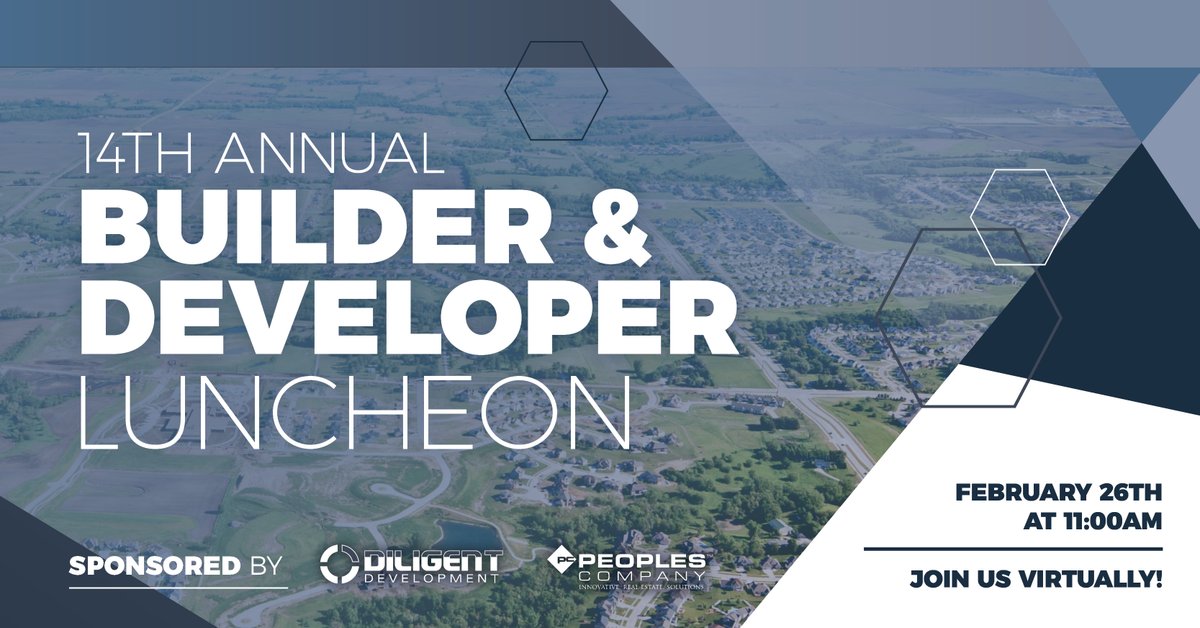 Interested in learning about Des Moines housing lot inventory and new construction market? Join our friends at <a href="/DevelopDiligent/">Diligent Development</a> for the 14th Annual (virtual) Builder &amp; Developer Luncheon this Friday, February 26th. Register today through @Tikly at go.tikly.co/e/76.