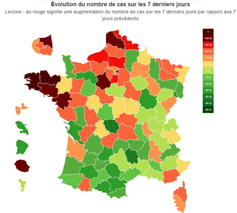 vincentglad's tweet photo. Certains départements les plus touchés sont aussi ceux qui connaissent une forte augmentation de l'incidence : Nord, Pas-de-C., Eure, Côte d'Armor, Morbihan, Loire-Atl.
Dans d'autres cas, ça ne fonctionne pas (variant majoritaire, baisse des cas): Haute-Garonne, Hérault, Gard. https://t.co/hwtkbhnaOi