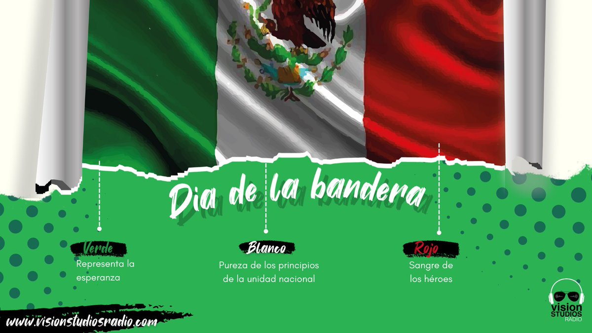 VisionStudiosFM's tweet photo. Hoy 24 de febrero es la conmemoración nacional de la bandera. 🇲🇽
La bandera representa el espíritu de unidad, valor y patriotismo, es un elemento unificador; es una expresión auténtica de nuestros orígenes. Su escudo se inspira en la leyenda de la fundación de México-Tenochtitlán https://t.co/6fF2EIrHv2