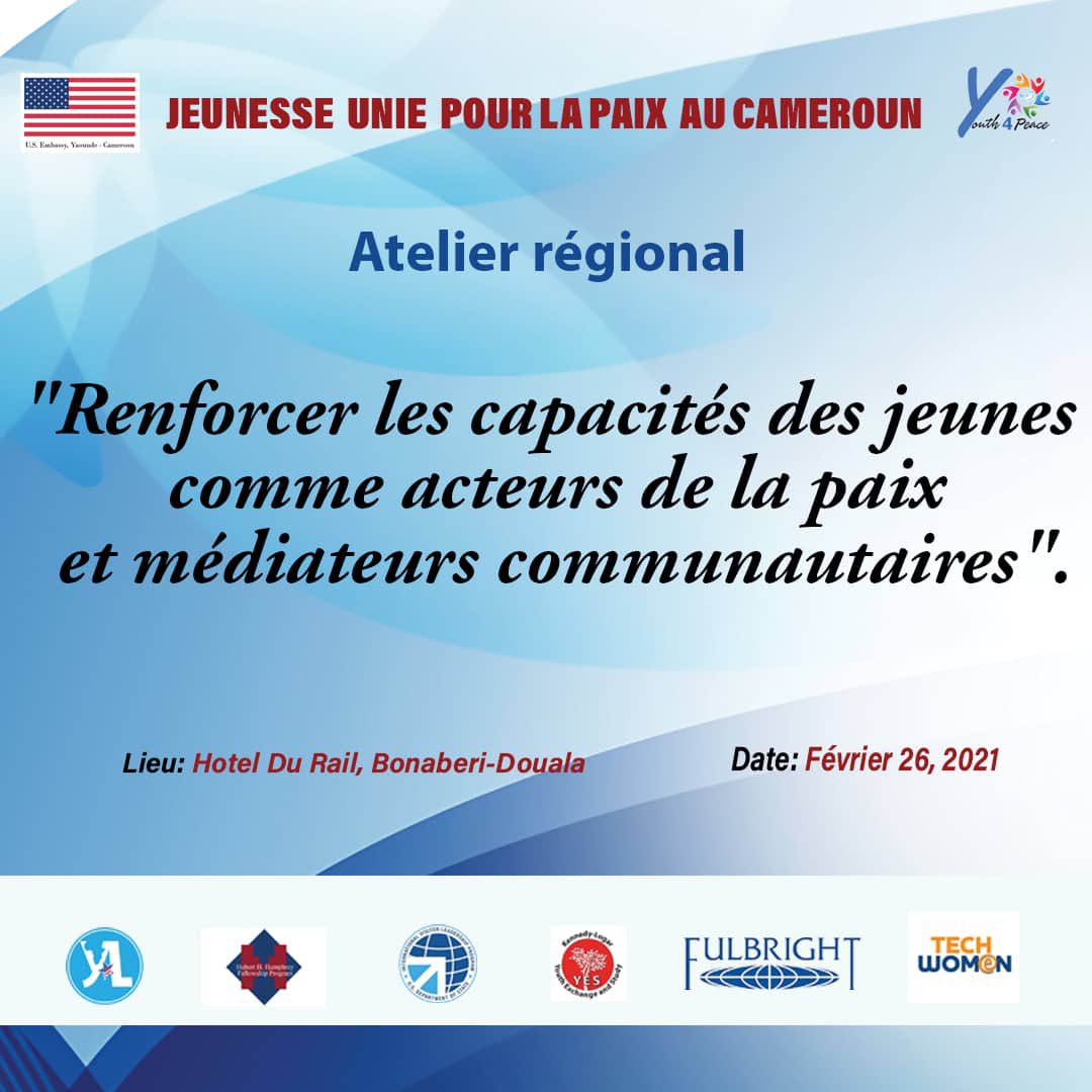usgalumnicmr's tweet photo. Tic Tac Tic Tac 
Douala c'est votre tour, 
l'atelier régional de Youth4Peace arrive,
 montrez-nous votre force.
#USGAlumni4Peace
#HealWithNews
#NoSpoilTok
#InfoPasIntox
#Share2Build https://t.co/Ol7sWHtIEE