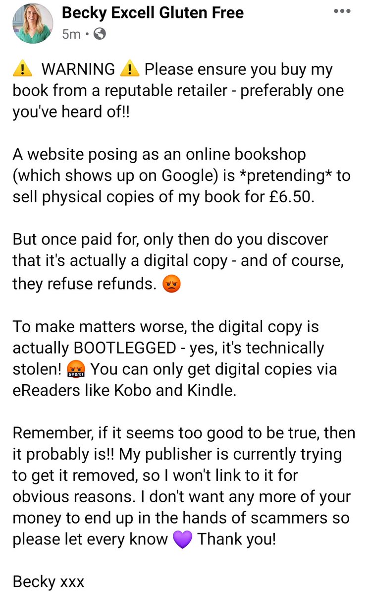 WARNING ⚠️ Please ensure you buy my book from a reputable retailer - preferably one you've heard of! Full story below 👇🏻 Please share around if you can 💜