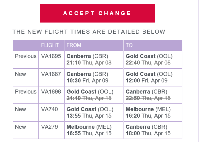 SimonJBush's tweet photo. @VirginAustralia I really did try &amp; give you a go in getting back in the air but have lost faith on first attempt when you do things like this in the middle of school holidays when traveling with kids - changing flights to other days and then re-routing to non direct flights https://t.co/pFzzaf2uP6