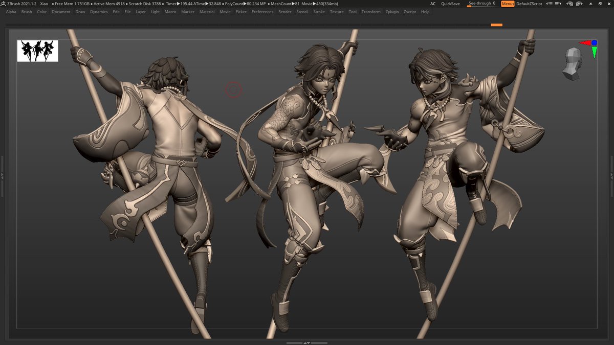 Update on the #Xiao figure #GenshinImpact.
Hair took sooo long but. moving on to the face next then start doing the base :D