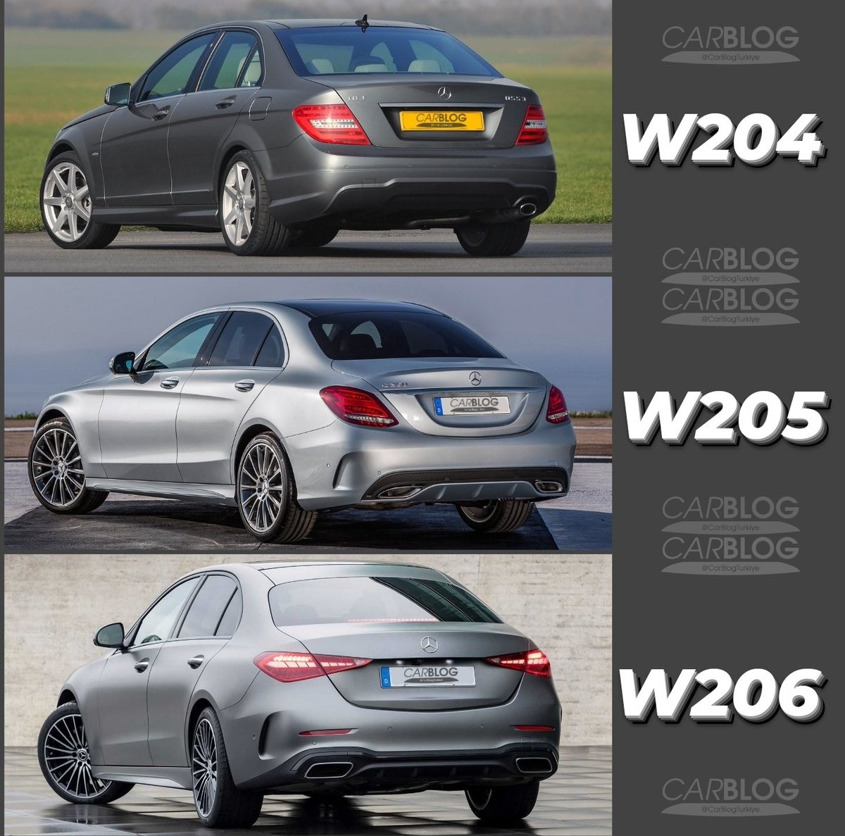 carblogturkiye's tweet photo. Sizin favoriniz hangisi? 
#W204
#W205
#W206 #Benz #MercedesBenz #Mercedes https://t.co/pFflbBLKtW