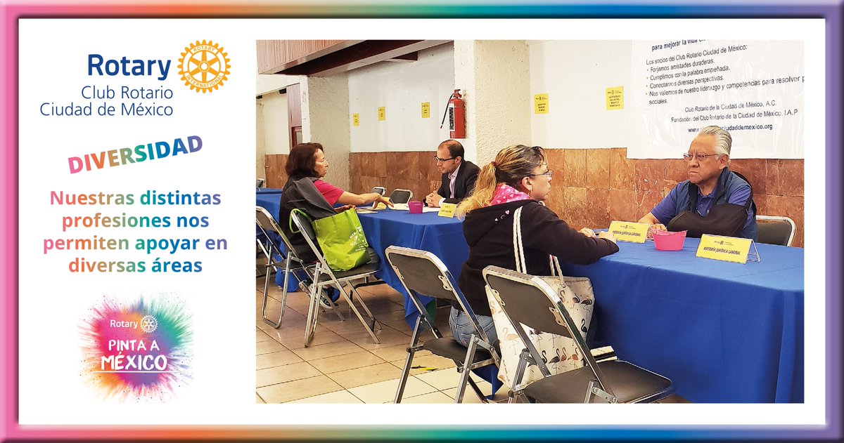 ClubRotarioCDMX's tweet photo. Realizamos una Jornada Médica y de Servicios el 6 de abril de 2019 en la Alcaldía Álvaro Obregón, ofreciendo en forma gratuita a personas vulnerables asesoría jurídica, contable y para buscadores de empleo #PintaMéxicodeValores #Diversidad #Rotary #ClubRotarioCDMX #RotaryPinta https://t.co/I6YrOO8mFs