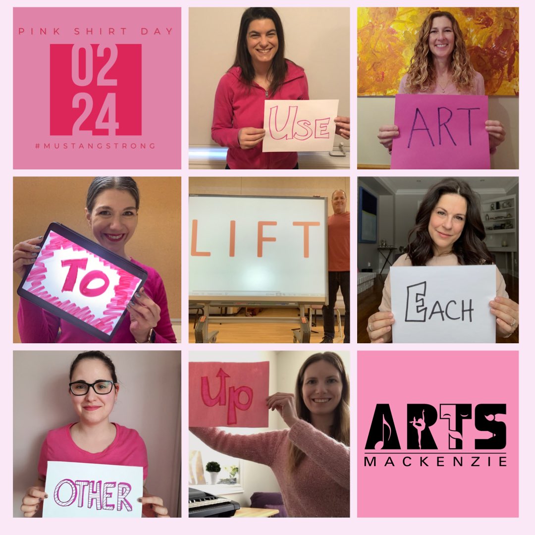 Through art we uplift voices, spread kindness, promote inclusivity &amp; create a sense of belonging.  Let’s focus today, and everyday, on treating each other with respect, dignity and compassion.  <a href="/YRDSB/">York Region DSB</a>   <a href="/CaringSafeYRDSB/">Caring and Safe Schools YRDSB</a> #pinkshirtday2021 #ChooseKindness #mustangstrong