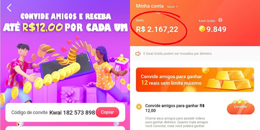 Como convidar amigos para o Kwai e ganhar dinheiro