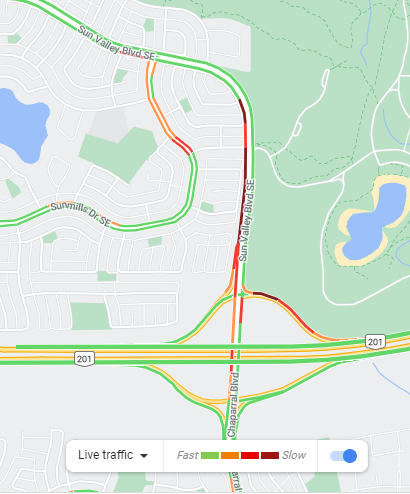 NewsRadioCGY's tweet image. #yyctraffic  Callers aren&apos;t sure what&apos;s up, but report SB Sun Valley Blvd &amp;amp; ramp off WB Stoney/Hwy 22-X are all jammed up.
#SlowFlow