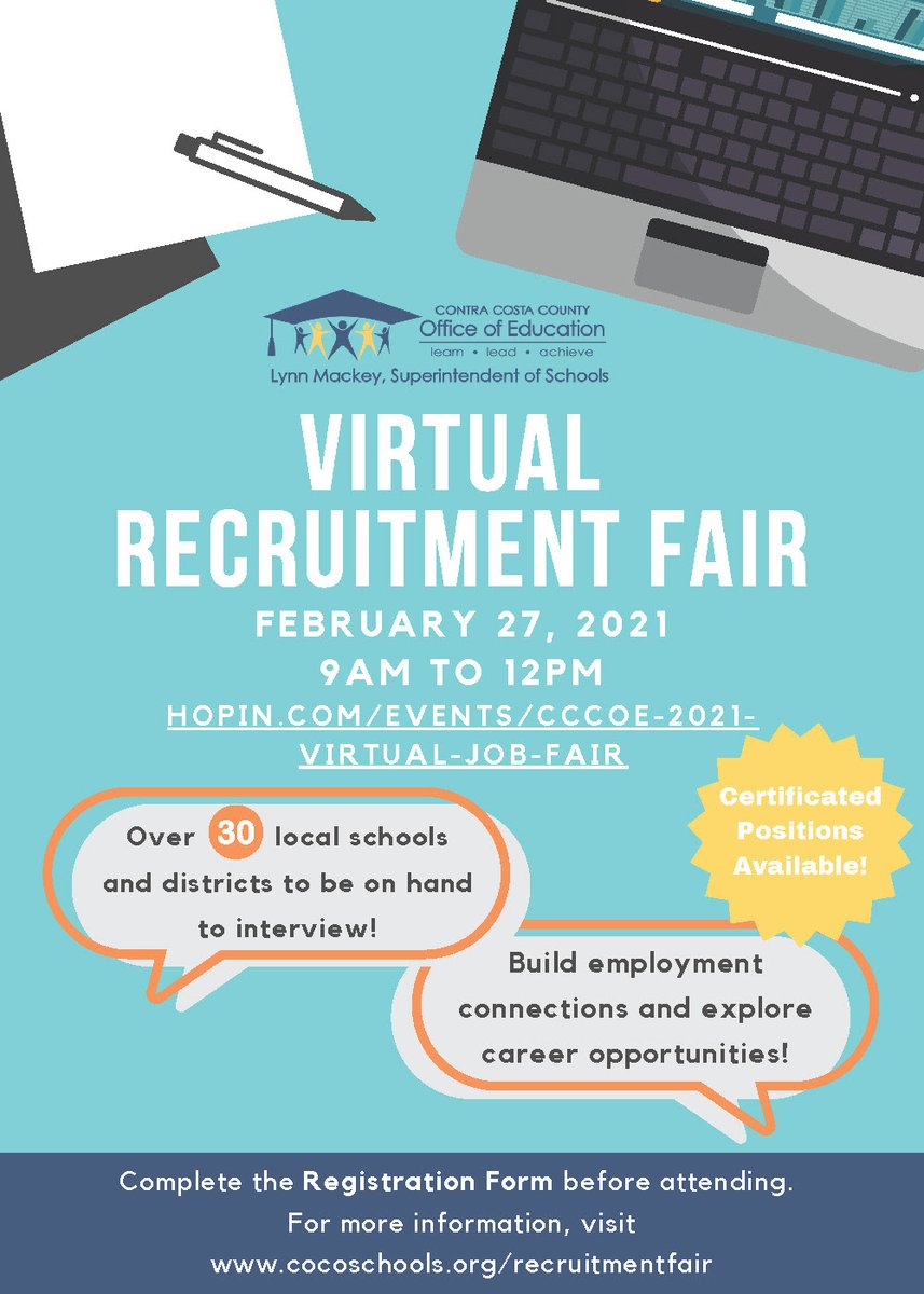We are hiring for current positions and positions for the 2021-2022 school year! Come interview for certificated positions at the Virtual Recruitment Fair on February 27, 2021. Make sure to register in advance and stop by virtually to meet our amazing TEAM!