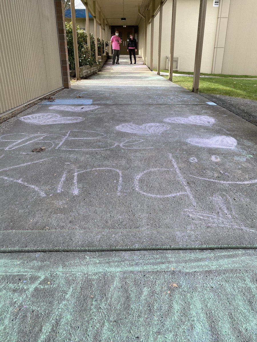 mrlamteacher's tweet photo. #PinkShirtDay2021 at CCLC! Awesome to see all the messages of support here! Great job Coyotes! #sd36learn https://t.co/7VgDrlaPuZ