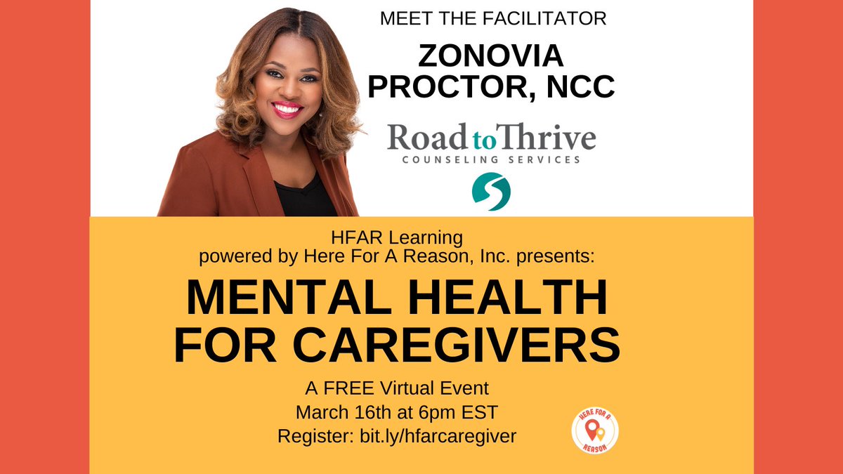 hfarinc's tweet photo. Register for our next FREE session on Mental Health for Caregivers.
https://t.co/j0GjHUMfcI

#caregiver #mentalhealth #specialneeds #support https://t.co/nFiC7oUJk5