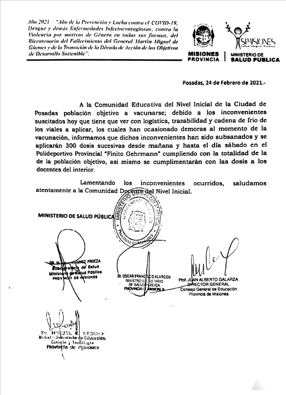 SaludMisiones's tweet photo. Comunicado para la Comunidad Educativa del Nivel Inicial de Posadas @herrerayflia @MinistroAlarcon @antunezproeza @miguel_sedoff @jalbertogalarza @CGEMisiones https://t.co/xfYoCyYG7o