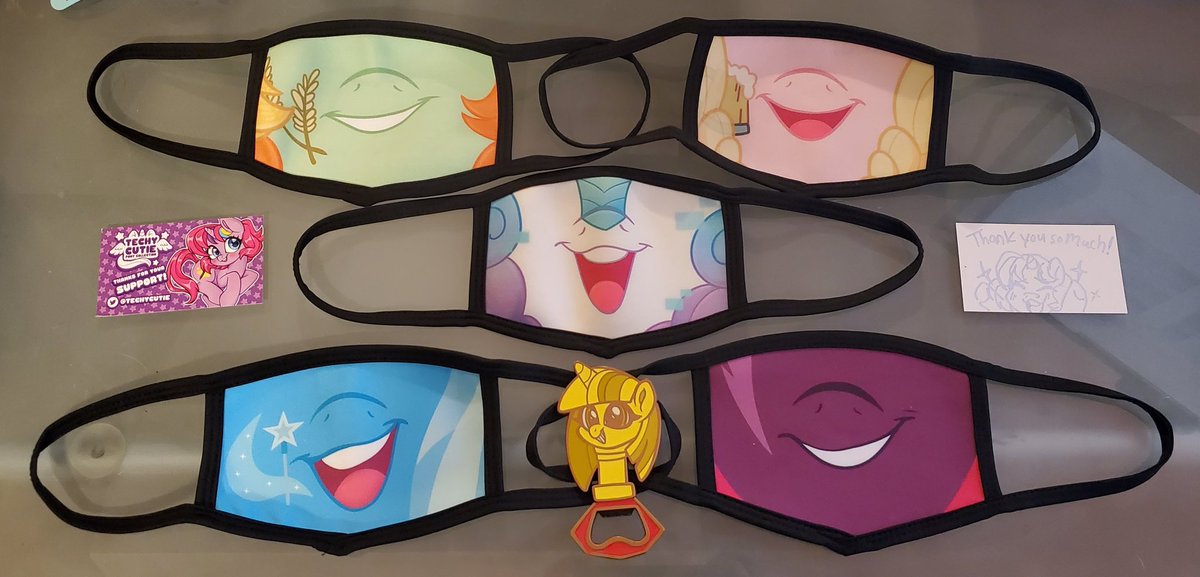 TekCharlie's tweet photo. Forgot to show off the masks I got from @Techycutie at #PVCF20 along with my new favorite bottle opener! https://t.co/9RAdFO3HtJ