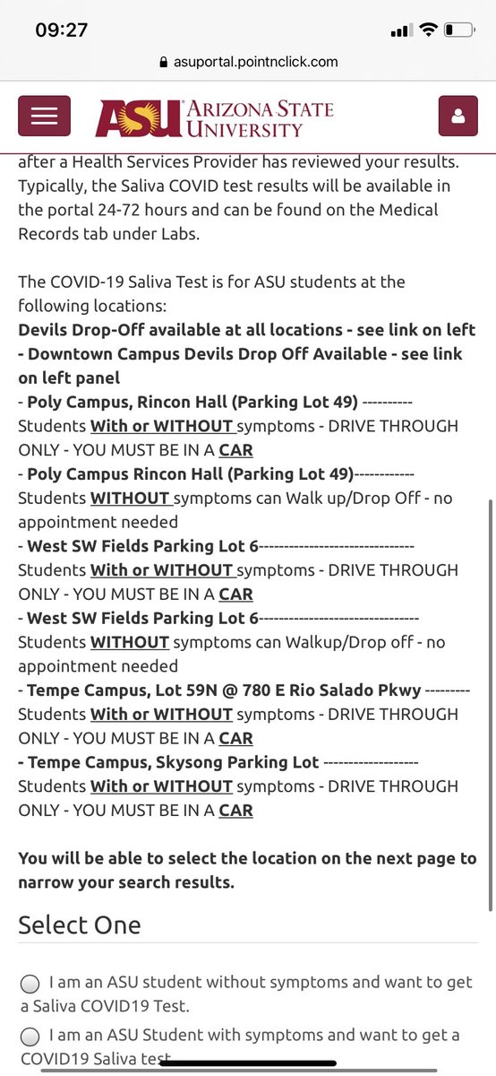 as_ucovid's tweet photo. ASU quietly got rid of appointments at Sun Devil Hall, meaning that students without cars cannot get appointments at ASU Tempe Campus https://t.co/jVMRXV32KD