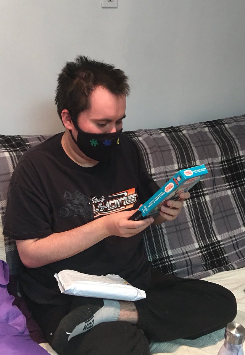 Tina1wthautism's tweet photo. My son Nathan was so happy I got him a #ThomasTheTankEngine VHS 4 his collection. He’s volunteered with me at ##AutismCharity. He sold few of his painted #birdhouses so I ordered this.He could not believe it. He kept saying ,”I’m shocked”. #ThomasTank #ThomasVHS #Autism #Surprise https://t.co/BOjiBWgltw