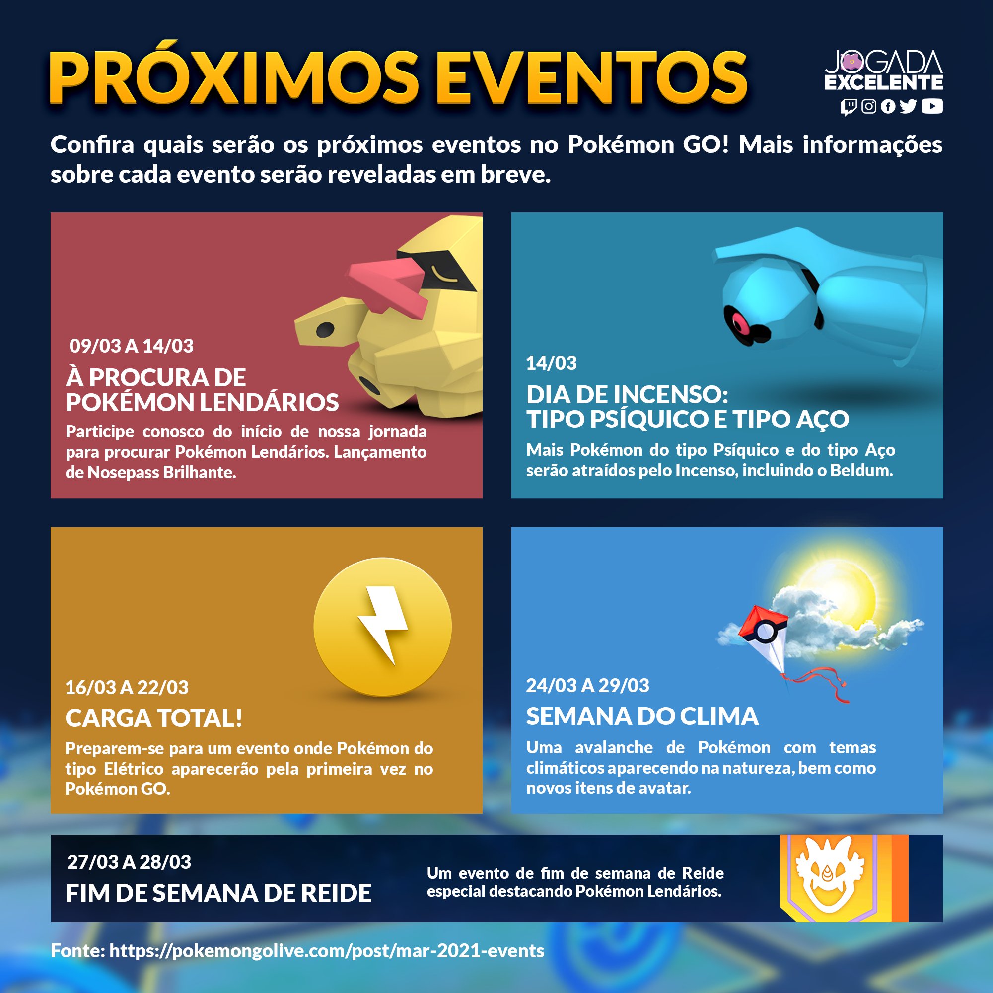 Jogada Excelente on X: Pokémon GO: Novos Pokémon do Líder da