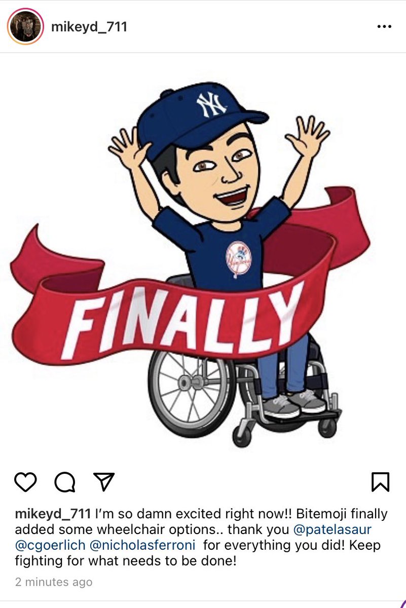 My students have been fighting, petitioning and pleading with <a href="/Bitmoji/">Bitmoji</a> for two years to add options for people with physical disabilities, and today they added wheelchairs. I couldn’t be prouder of them. It’s a start. #inclusivebitmojis