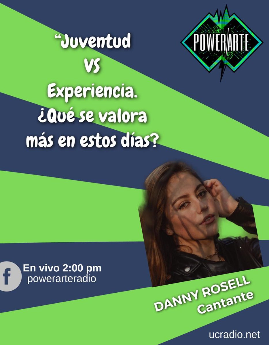 UCRadioMX's tweet photo. Escucha a @arosell_daniela  en @powerarte

Nos va hablar sobre:
"Juventud VS Experiencia" 
¿Qué se valora en estos días?

▶️ ponle play  
📍 https://t.co/TCPic11xHS 
📌 2 PM
🗓️ 25.02.21 https://t.co/3mL3ewYaJu