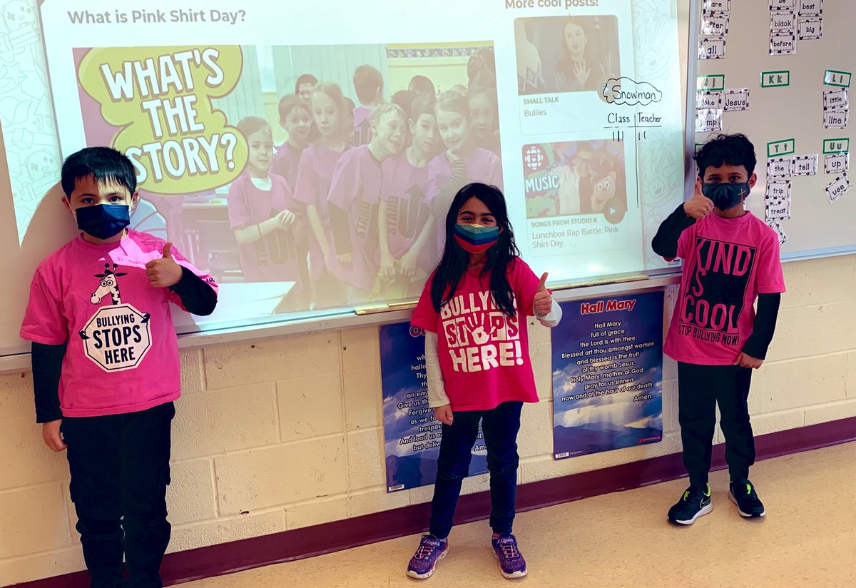 LysMasc's tweet photo. We see God’s love in everyone. #PinkShirtDay2021 #antibullying @St_Andrew145 #gradeoneandtwo https://t.co/Jgz54GFcx3