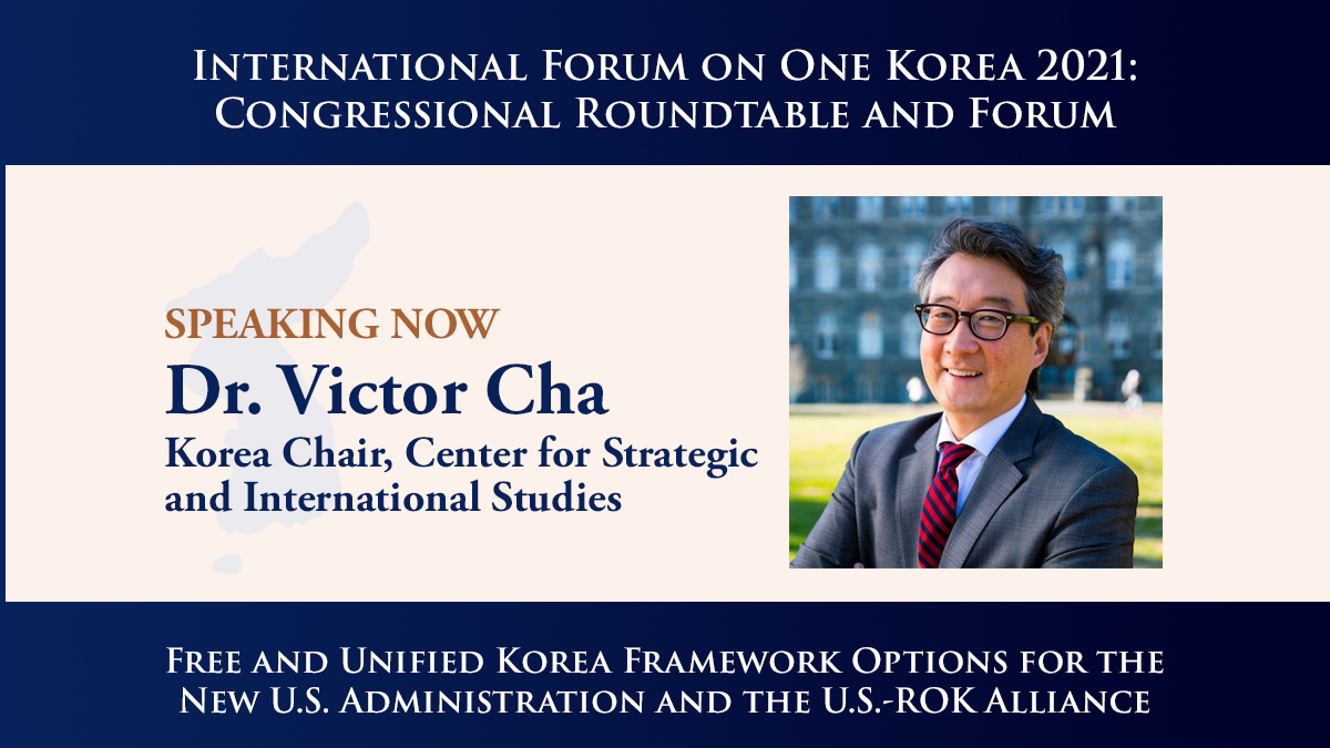 GlobalPeace's tweet photo. Speaking now: Dr. Victor Cha @VictorDCha, Korea Chair, Center for Strategic and International Studies (@CSIS) #KoreanDream #GlobalPeace #OneKorea @CSISKoreaChair https://t.co/lX8OGdWgon