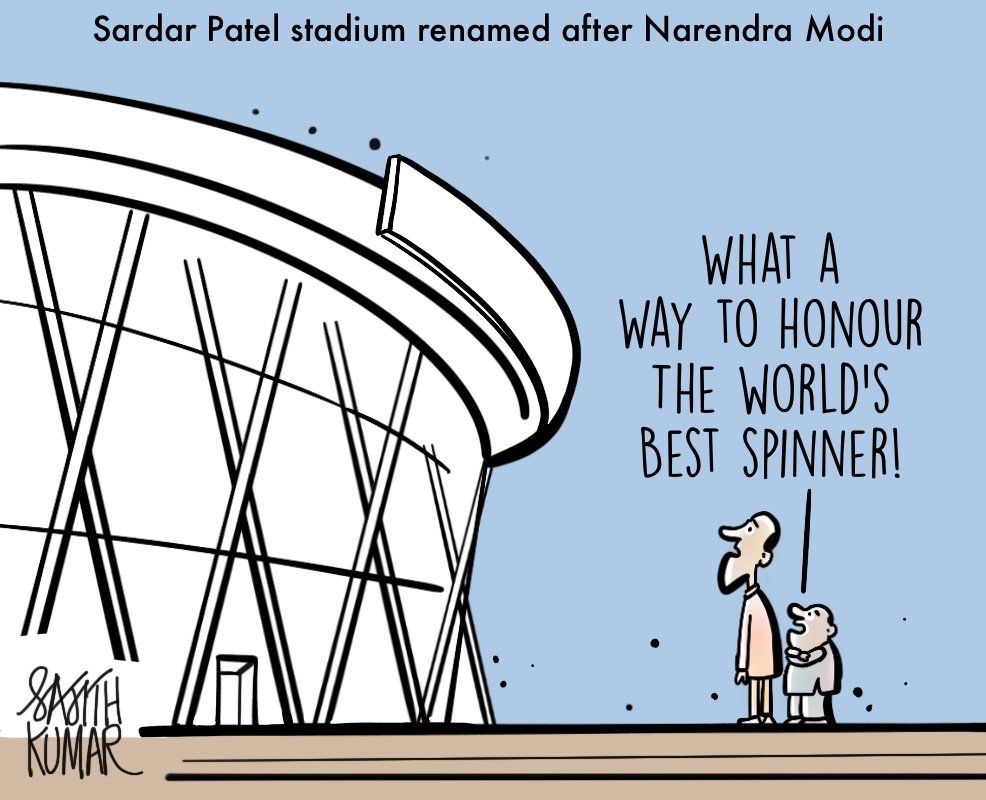#NarendraModiStadium cartoon <a href="/DeccanHerald/">Deccan Herald</a>