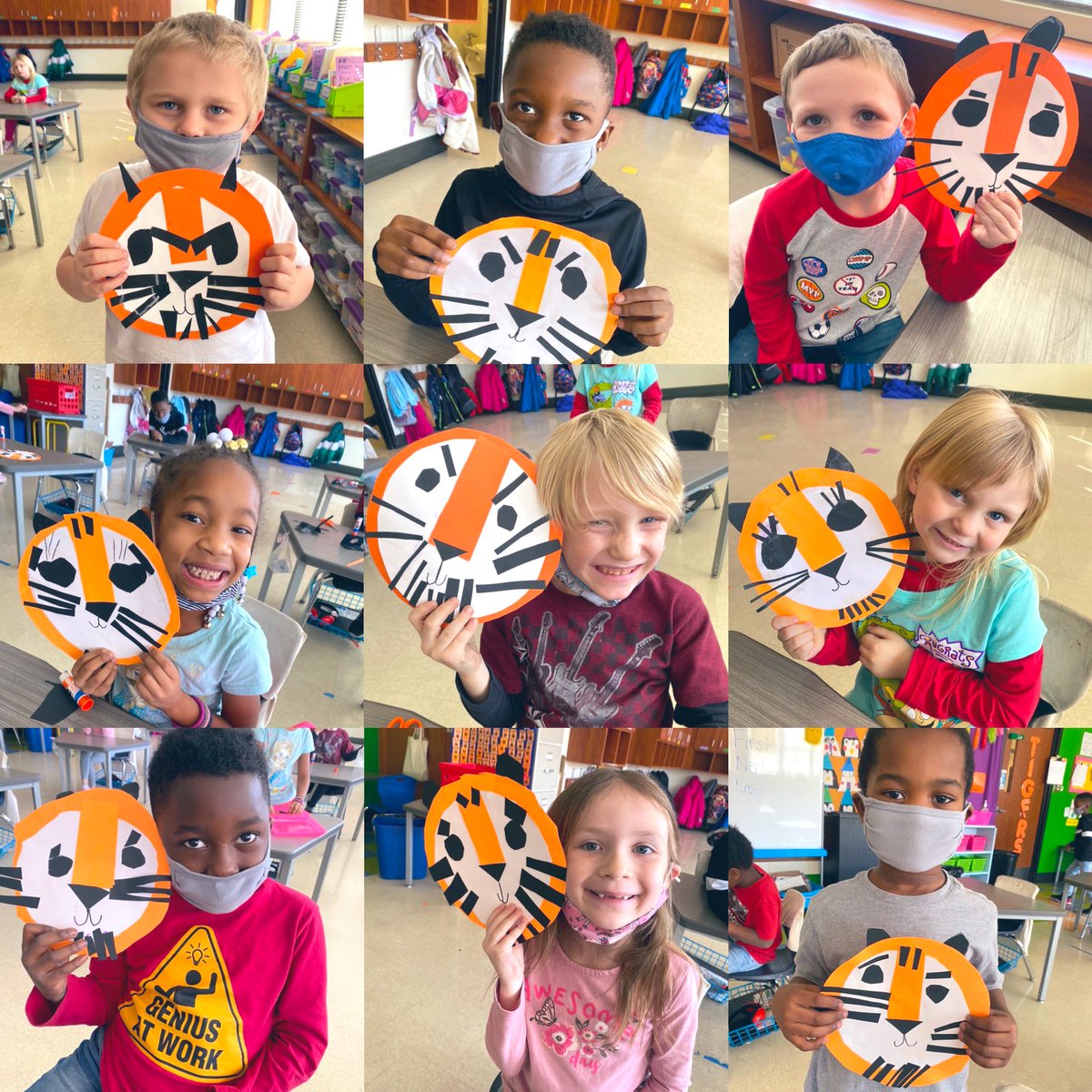 artdudette's tweet photo. It was only fitting that these Kindergarten South School Tigers made tigers in ART! They did such a good job! Arnโt they adorable?! #southschool #arted #arteducation #artteacher #southschooltigers #tigersrule @ddavidson0611 https://t.co/0Bc1Q1tw2q