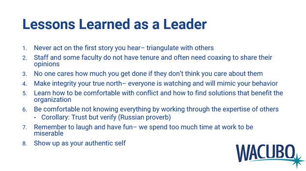 When I was asked to present at <a href="/WACUBO/">WACUBO</a>’s 2021 Women’s Leadership Forum, I wasn’t sure what to say at first. 

I decided to share the advice I needed to hear when I was younger, and the lessons I’ve learned along the way: