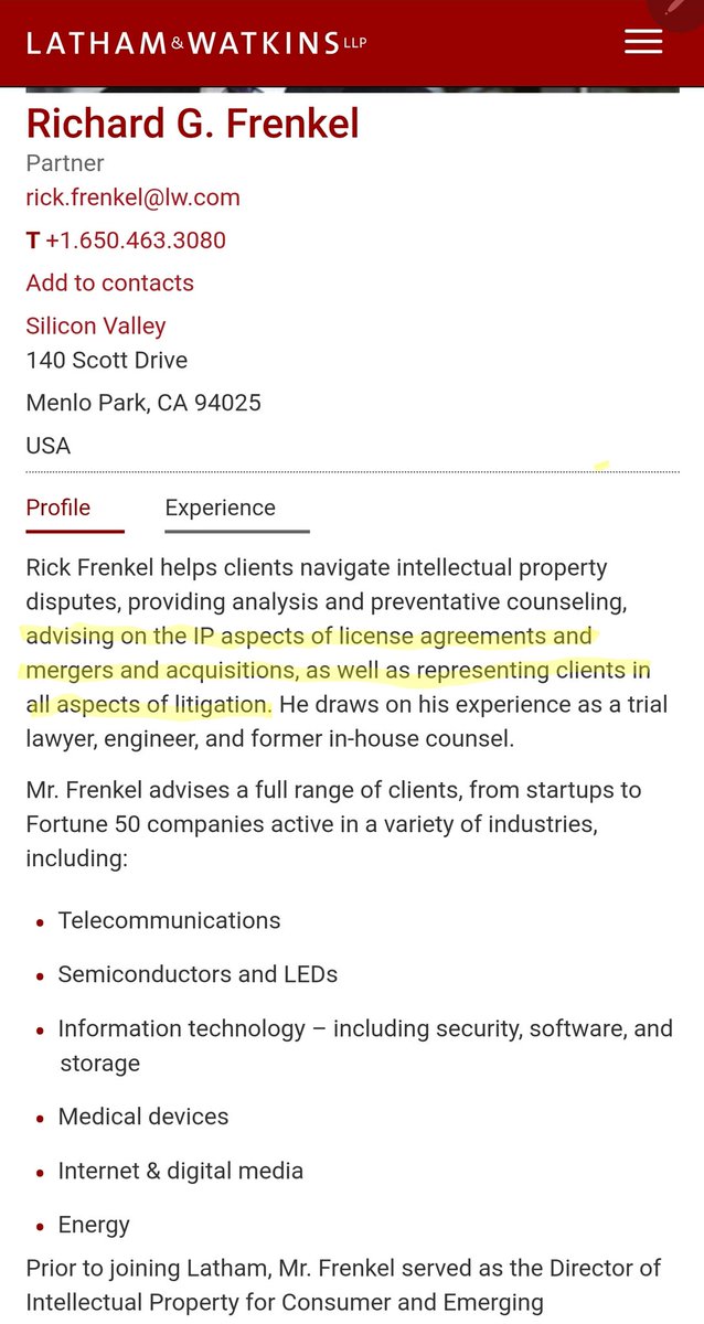 BizWrld's tweet photo. $PM just added a lawyer Mr. Frenkel.

Bio says: "Exp. advising on the IP aspects of license agreements &amp; mergers &amp; acquisitions, as well as representing clients in all aspects of litigation"

Hmm 🤔 licensing agreement with $HCMC?

ANWERS COMING ANYTIME IN THE NEXT 48HRS! #HCMC https://t.co/DLLC325akH