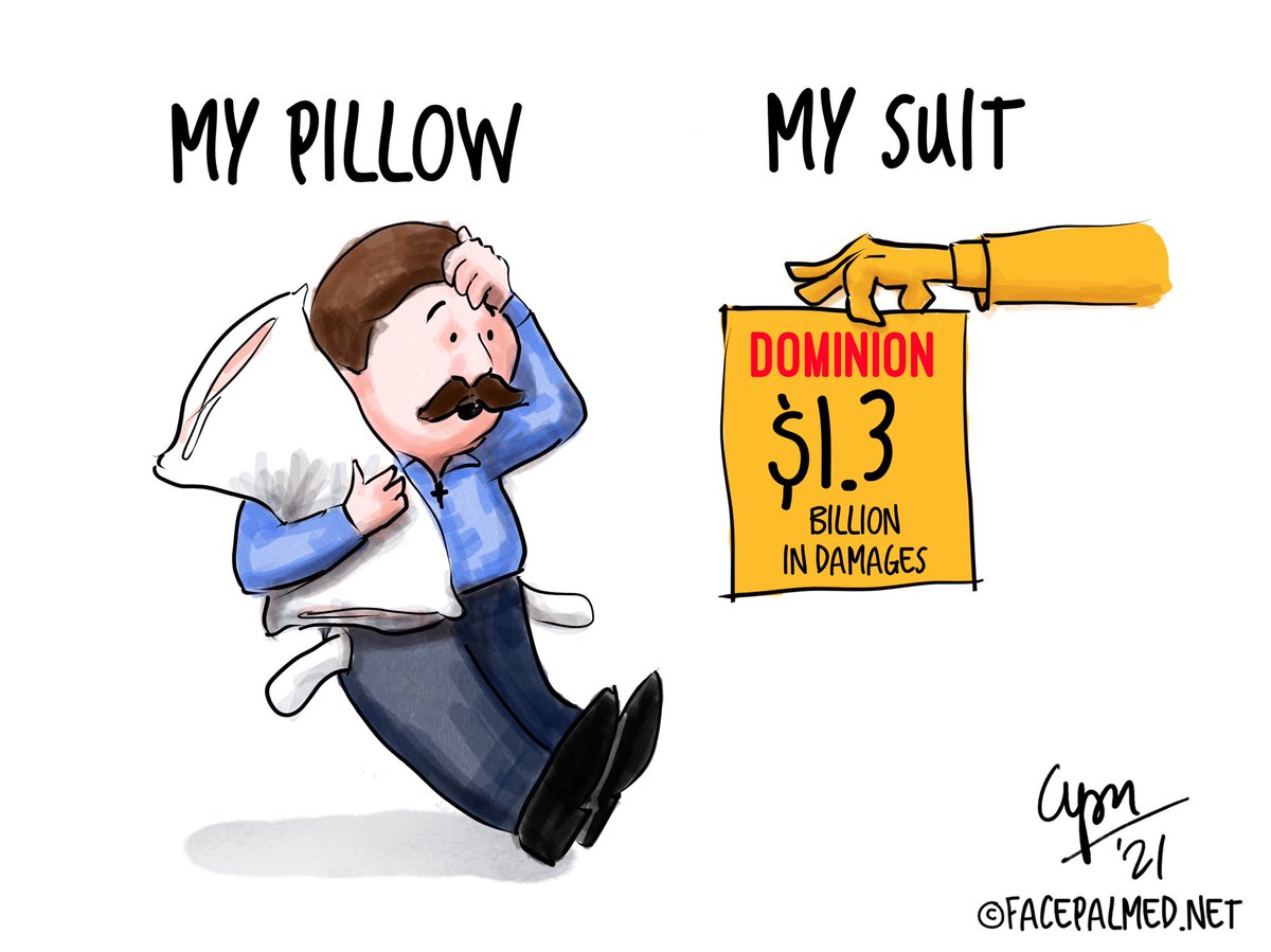 FacepalmedHumor's tweet photo. Guess he’s gonna have to sell gazillions of pillows... and that’s the absolute truth! Meanwhile, a certain someone in Mar-a-Lago isn’t losing his sleep. 🤦‍♂️
#facepalmed #MyPillowGuy #DominionVotingSystems #PoliticalCartoon #StopTheStealFarce #Trump #faceItTrumpLost #defamation https://t.co/Dy057BcrUT