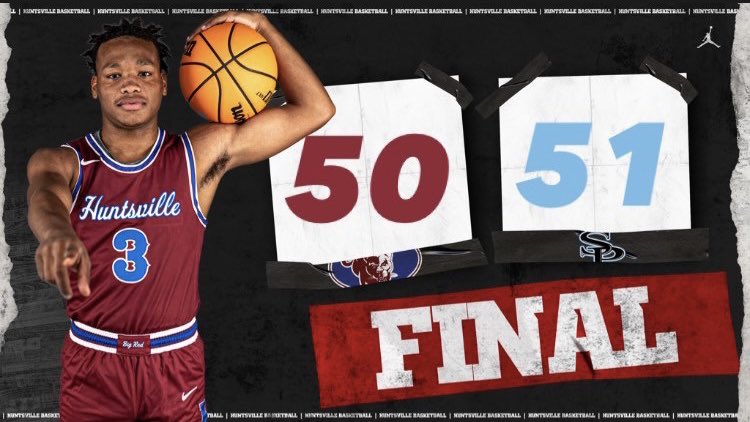 HuntsvilleMBB's tweet photo. Final. 

A historic season ends in the Elite at Jax State. What a group of kids/competitors. And what a ride. 

@Massiahmorris - 15 pts. 
@GuyetteLuke - 9 pts, 5 Rebs
Jamari Tate - 8 pts, 8 rebs 
@jamariarnold2 - 7 pts 
Dre Chunn - 6 pts 
Xavier Fuell - 5 pts 

👉 23-7. https://t.co/XOmfK5Uwui