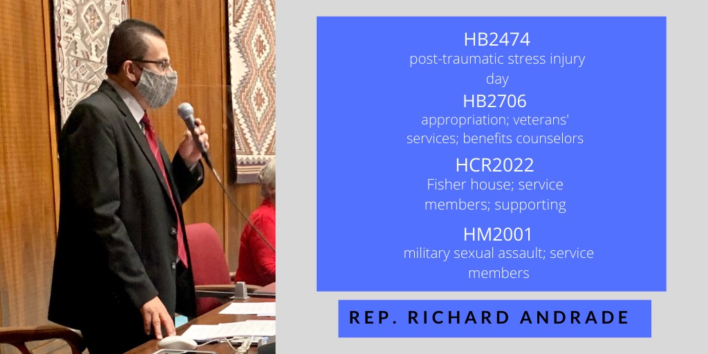 AZHouseDems's tweet photo. Congrats Rep. @RichforRepLD29 on 4 bills passing the House Floor today! Andrade is the Co-Chair of the Veterans Caucus and his dedication to veterans is clear with the passage of #HB2474, #HB2706, #HCR2022 and #HM2001. #azleg https://t.co/2bbWzMhaY3