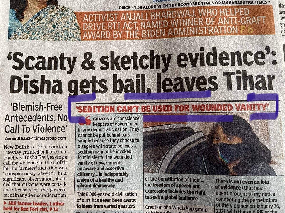 KisanEktaMarch's tweet photo. ‘Not even an iota of evidence.’ - 

Citizens can not put behind bars simply because they choose to disagree with government policies. https://t.co/NZmwLYnYwg