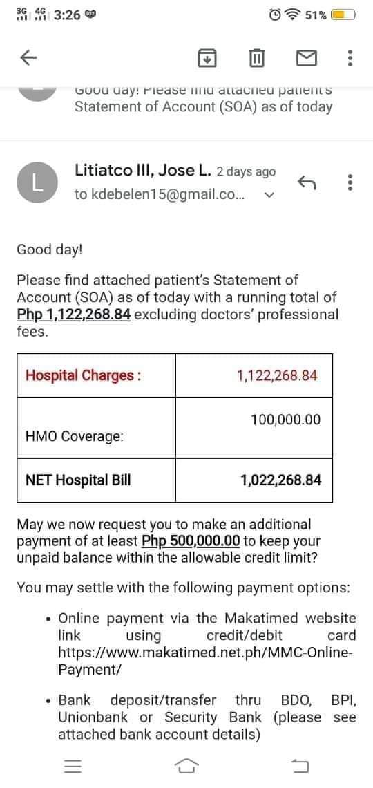JanMariePT's tweet photo. My friend's mother Grace Marie De Belen was rushed to the hospital last Feb 15 due to Covid with severe Pneumonia. As of Feb 22 the running bill is 1.1 Million. We are knocking on your kind hearts and are humbly asking for financial help. Any amount will be much appreciated. https://t.co/HX4lI3dSp1