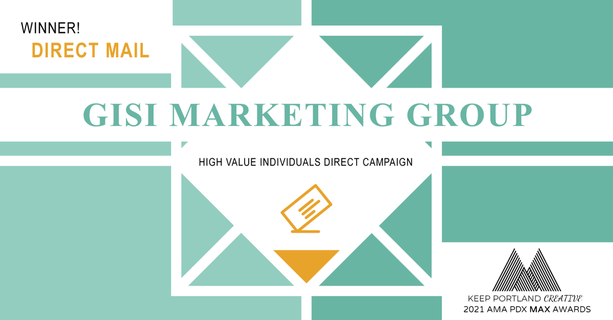 amapdx's tweet photo. Taking home the award for best in #DirectMail is @gisimarketing. Way to go! #AMAMAX https://t.co/MTFUo85GN7