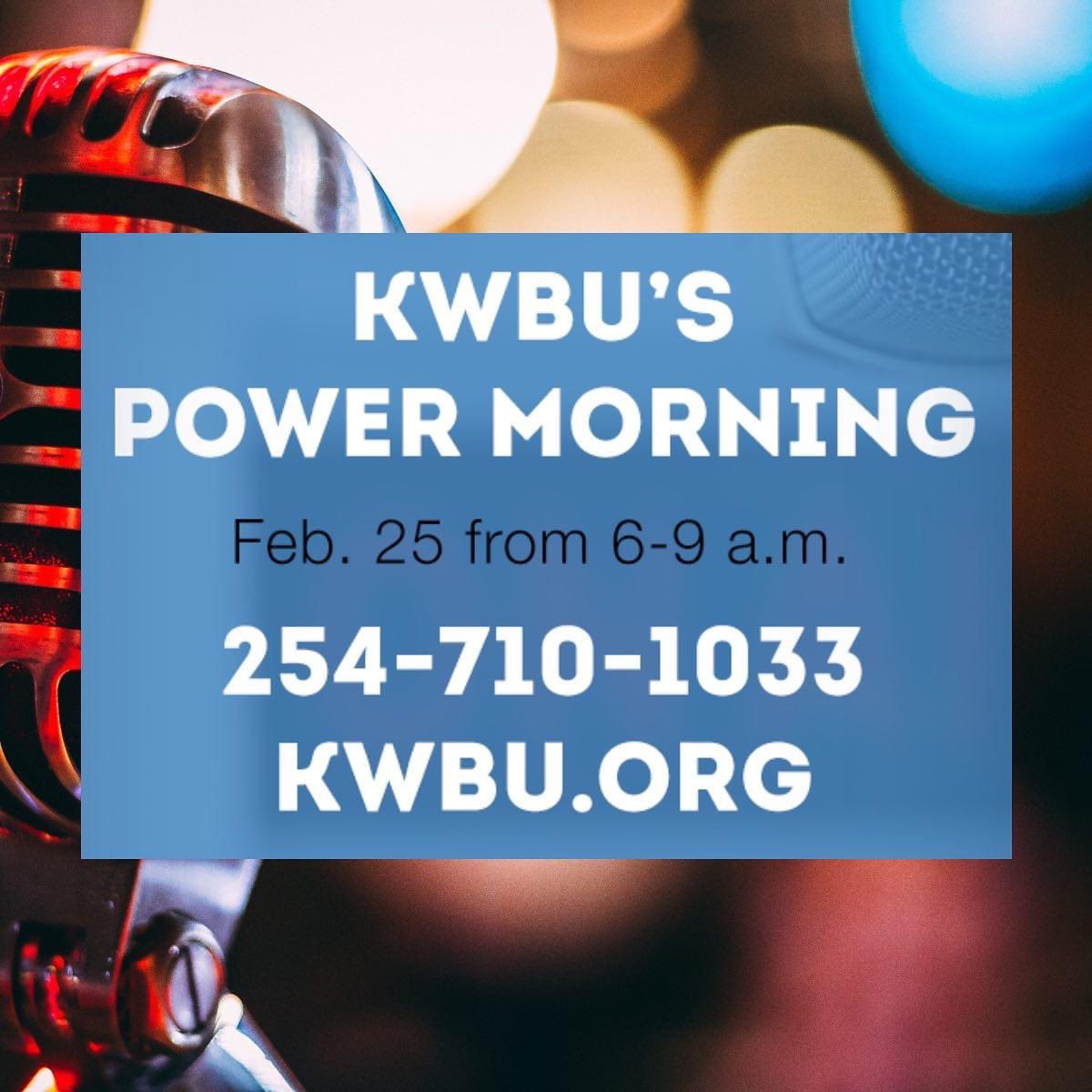 MiaMoodyPhD's tweet photo. Call tomorrow Thursday 2/25 morning between 6-9am to support @kwbu I hope I get to take your call #powermorning #npr #kwbu1033 https://t.co/Ev5cnjcoE8