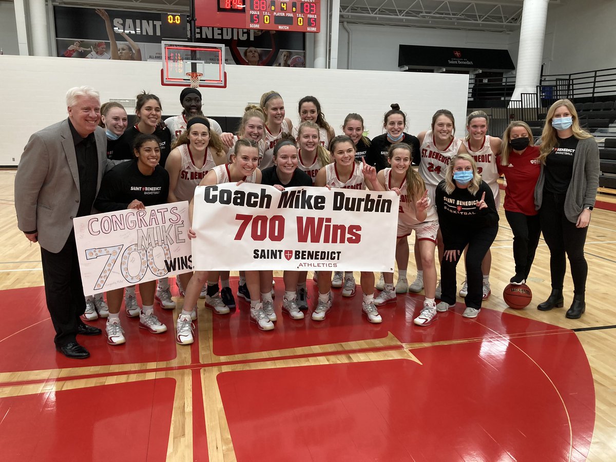 With an 88-83 win in the final time <a href="/CSBBasketball/">CSB Basketball</a> and UST will play, Mike Durbin joined elite company with his 700th career win. Congratulations, Mike! #BennieNation <a href="/MIACathletics/">MIAC</a> <a href="/NCAADIII/">NCAA Division III</a> <a href="/WBCA1981/">Women’s Basketball Coaches Association</a> <a href="/d3hoops/">D3hoops/Patrick Coleman</a>