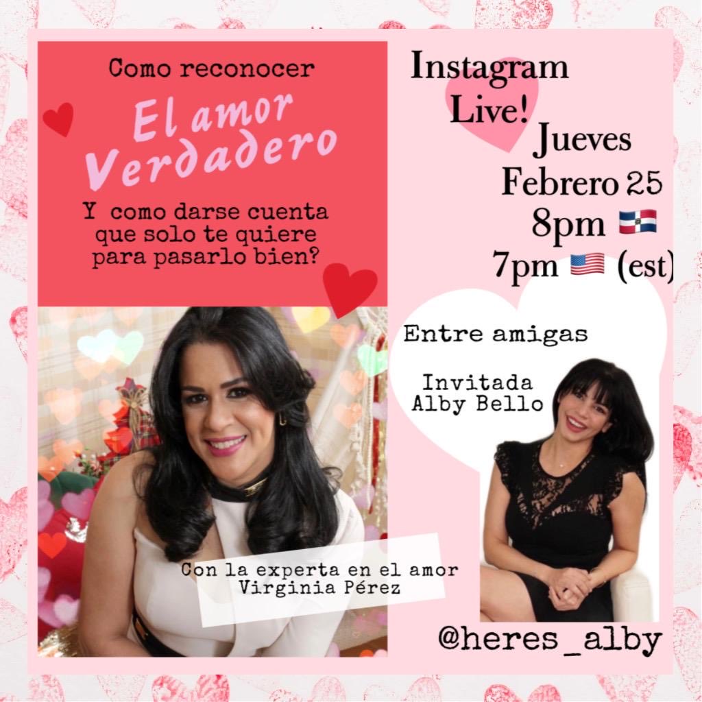 Este jueves estaré conversando con una gran amiga @heres_alby sobre “El verdadero amor” cuando saber si están jugando con tus sentimiento y cuando no, todo esto y más en un live, jueves 25 de febrero 2021 a las 7:00 pm hora USA y 8:00pm hora RD #parejasreales #parejasfelices