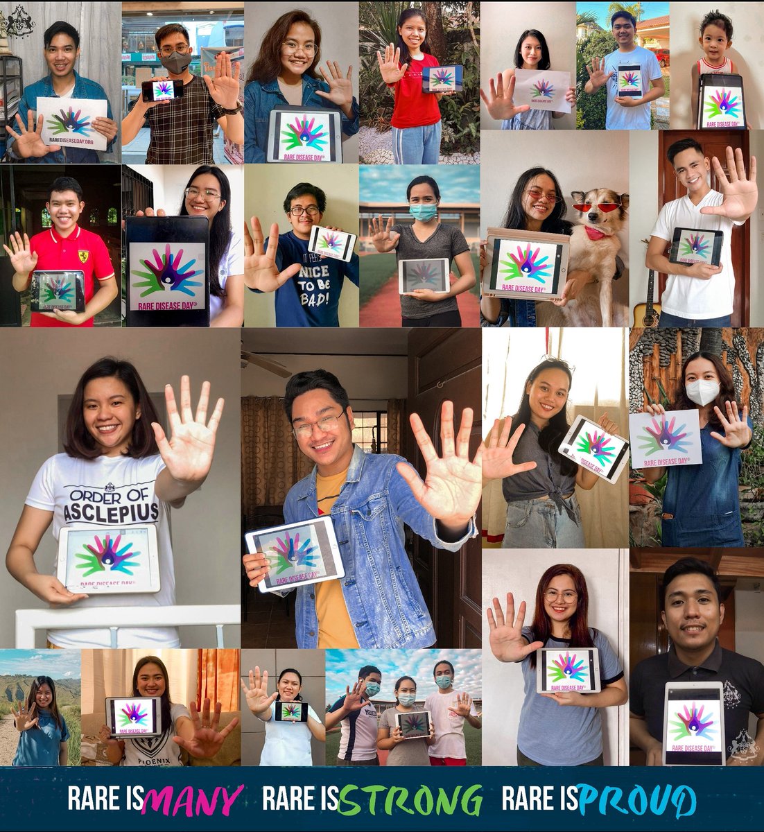 Resident Members of the Order of Asclepius raise their hands for RARE!

Learn about rare diseases at rarediseaseday.org.

We are many.
We are strong.
We are proud.
... and we are stronger together! 💪

#CareForRarePH #NRDW2021 #RareDiseaseDay #ShowYourRare #OAServia