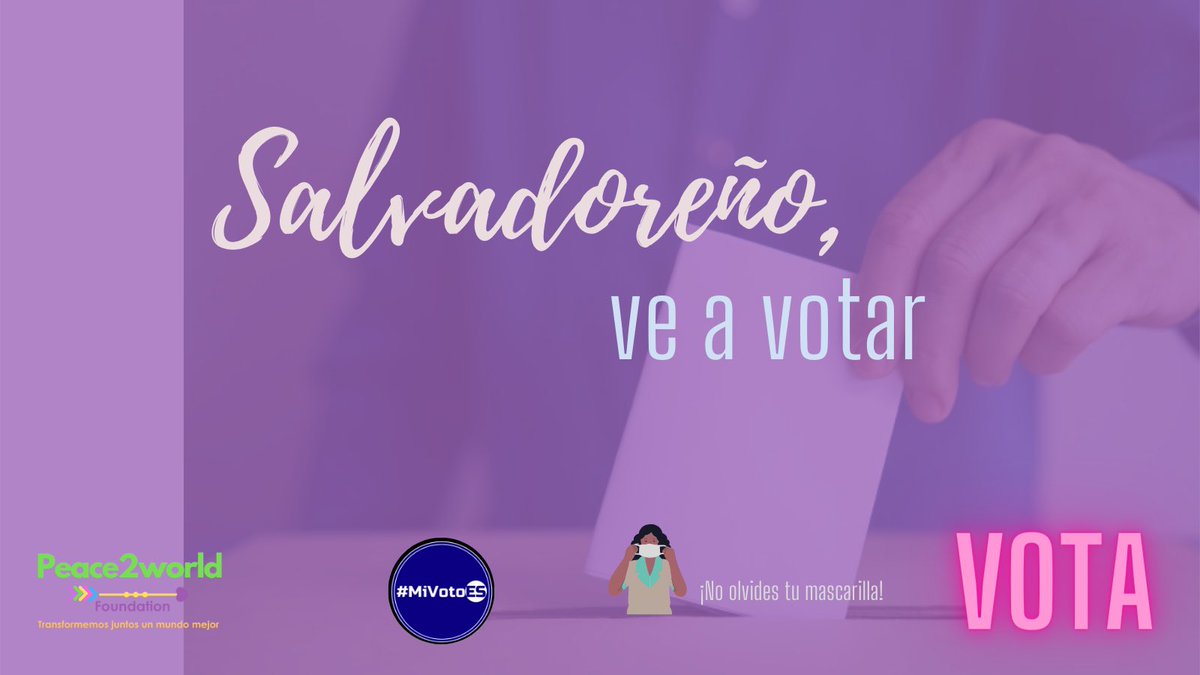 Peace2world_org's tweet photo. ¡Ya falta muy poco para las #Elecciones2021!‼️🙌
#Peace2WorldFoundation te hace el llamado a que no te quedes en casa y salgas a votar🗳🤩
Recuerda, tu voto es muy importante y debemos ejercer nuestro deber y derecho con el sufragio este próximo domingo #28F 👏 https://t.co/sYMAZp47vQ