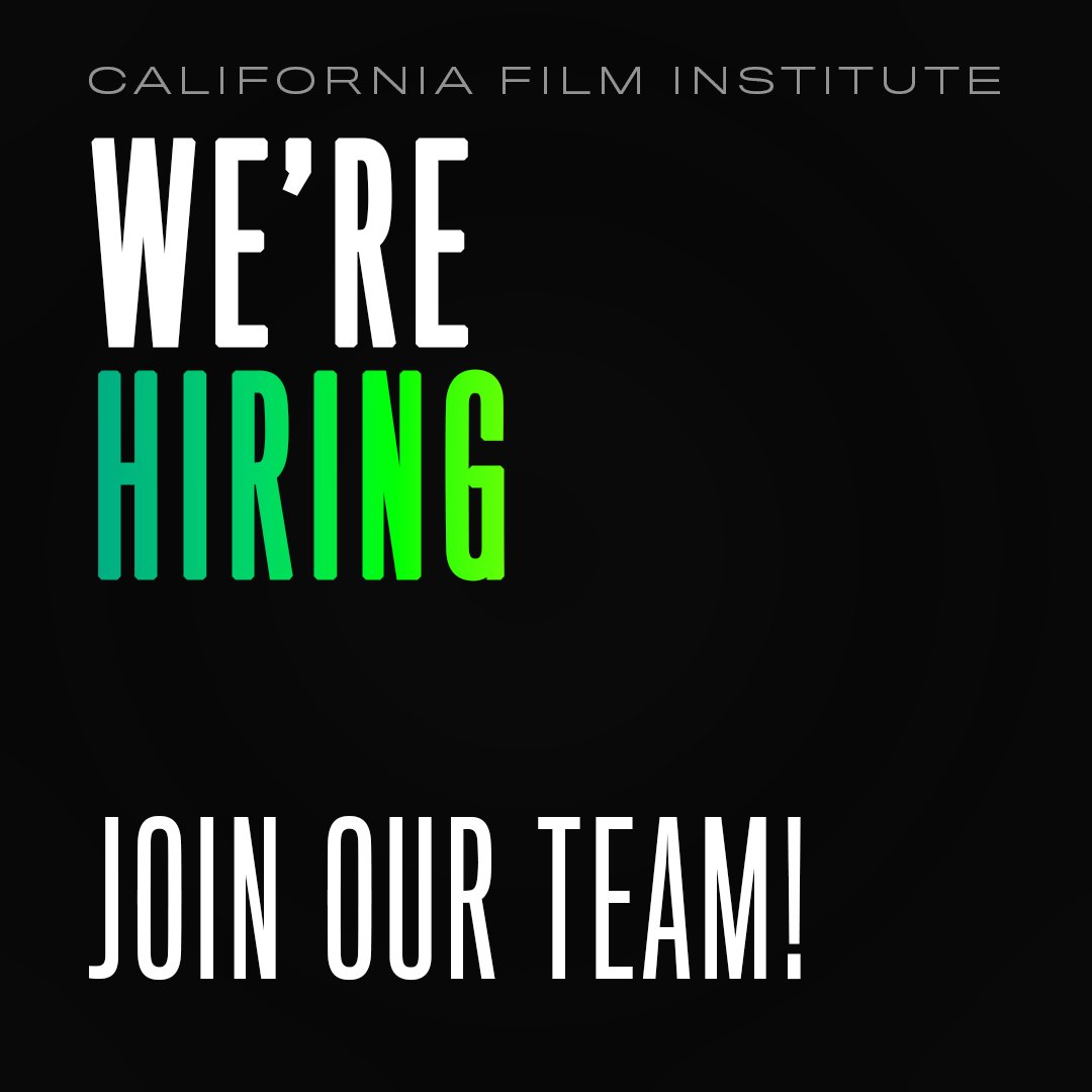 The California Film Institute is hiring! Positions are now available in the Membership and Marketing departments.
 
Check out job descriptions &amp; apply 👉 cafilm.org/jobs-internshi…