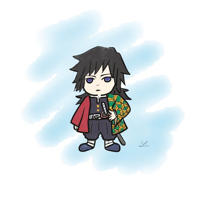 青い鳥さんがTwitterに投稿した冨岡義勇(鬼滅の刃)のイラスト。