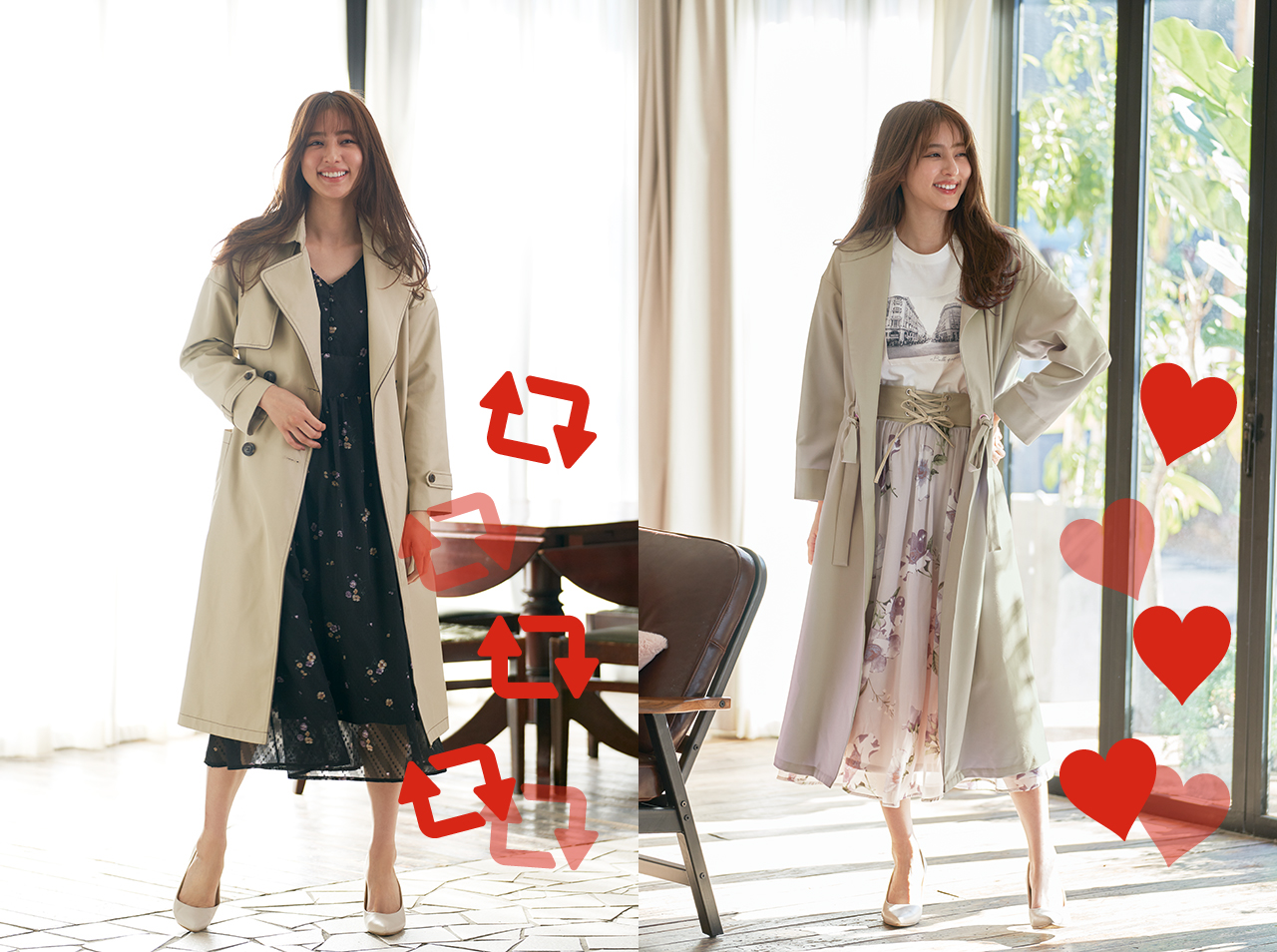 アベイル しまむらグループ あなたはどっちのコーデが好き 愛甲千笑美 さんが着る 花柄アイテム対決 大人っぽい雰囲気の 花柄ワンピース 華やかな 花柄フレアスカート リツイート いいね アベイル Avail 今を着る