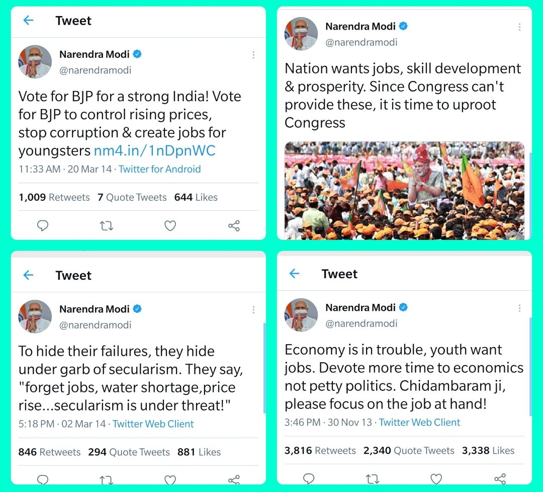 RohitKr049's tweet photo. Look at the level of hypocrisy.
Still bhakt be like- Unemployment is also a masterstroke to take India no.1 in the world.

#modi_job_do https://t.co/FWiEuDEGmo