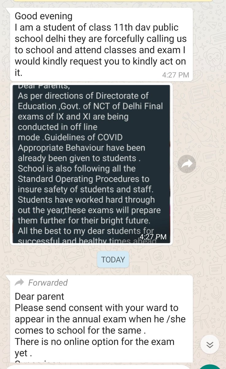 DelhiparentsDPA's tweet photo. @ArvindKejriwal @LtGovDelhi @cbseindia29 @EduMinOfIndia @NCPCR_ स्कूलों में इतनी अकड़ किस बात की है? जब कोविड में 100% सरकारी अधिकारी घर बैठे पूरी तनख्वाह ले सकते हैं तो बच्चों को छूट क्यों नहीं? 
आपको कोई हक़ नहीं मासूम बच्चों के जीवन से खिलवाड़ करने का। 
#हमारीमाँग https://t.co/MT1kKgsrA7