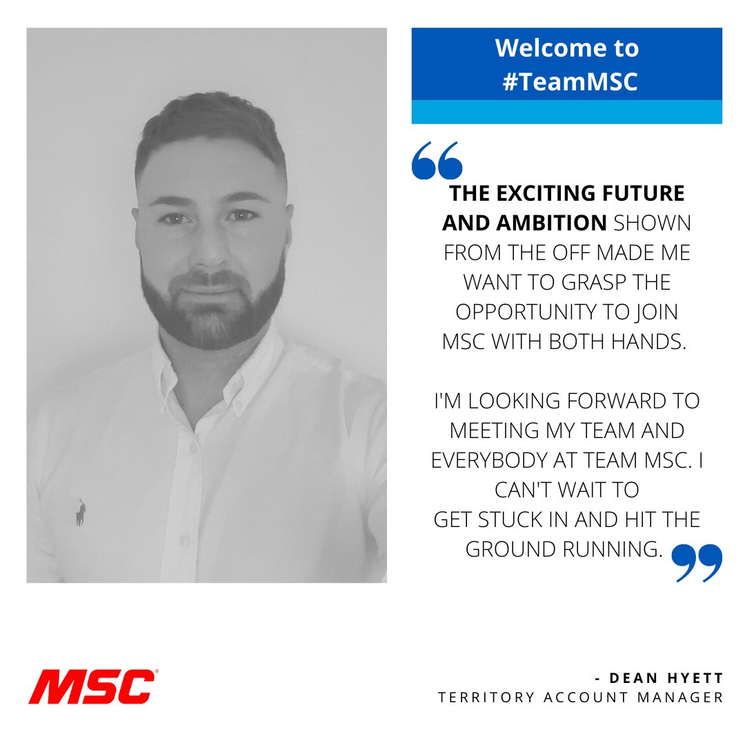 This week we welcomed Dean Hyett to our #SalesTeam as our newest #TerritoryAccountManager.  Dean brings a wealth of sales experience and infectious enthusiasm. Congratulations and welcome to the team, Dean👋

#TeamMSC #BuiltToMakeYouBetter #OurPeopleOurStrengthOurDifference