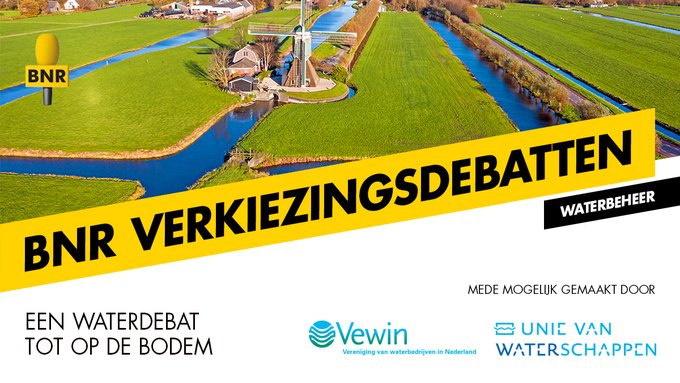 𝗟𝘂𝗶𝘀𝘁𝗲𝗿 𝗻𝗮𝗮𝗿 𝗵𝗲𝘁 𝗩𝗲𝗿𝗸𝗶𝗲𝘇𝗶𝗻𝗴𝘀𝗱𝗲𝗯𝗮𝘁 𝗪𝗮𝘁𝗲𝗿!
📻 1 maart / 19:00 / @BNR
Droogte, hoosbuien, verspilling, vervuiling; we zullen anders om moeten leren gaan met water. Hoe zien kandidaat-Kamerleden dit? Luister naar het Verkiezingsdebat Water. #TK2021
