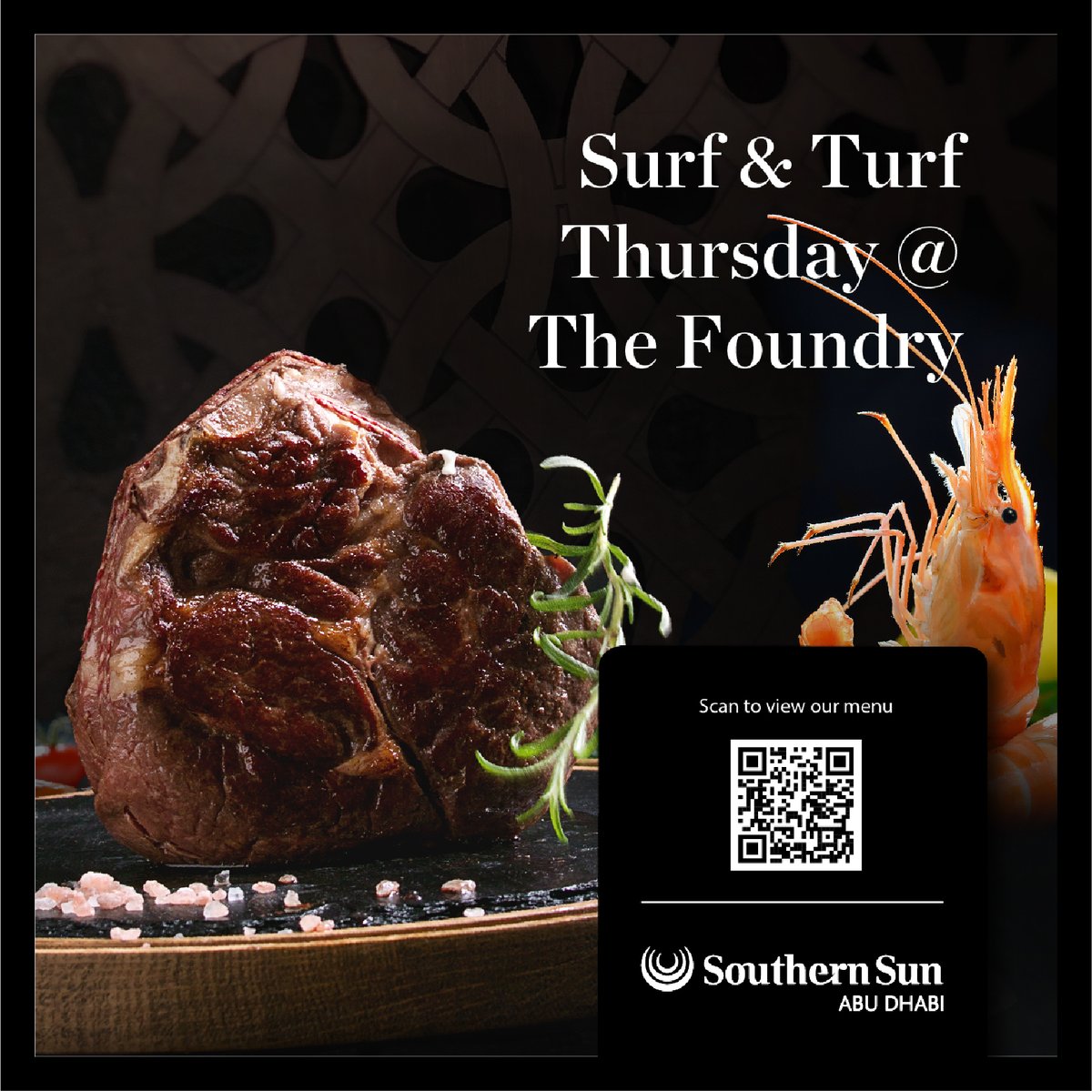 SouthernSunAD's tweet photo. Reward yourself this weekend with a premium Surf &amp; Turf Thursday dinner or a lavish Brunch buffet on a lazy Friday or just simply enjoy free-flowing drinks...

#tgithursday #TGIF #weekendvibes #weekendfun #surfandturf #fridaybrunch #freeflowing #sixnationsrugby #inAbuDhabi #yoUAE https://t.co/OIXeM7f5KJ